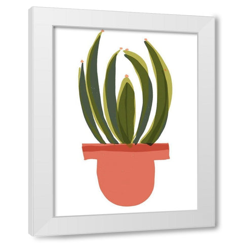 Mod Cactus IV White Modern Wood Framed Art Print by Delamater, Rob