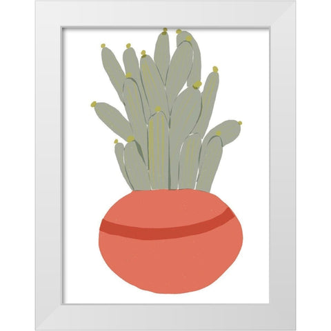 Mod Cactus VIII White Modern Wood Framed Art Print by Delamater, Rob