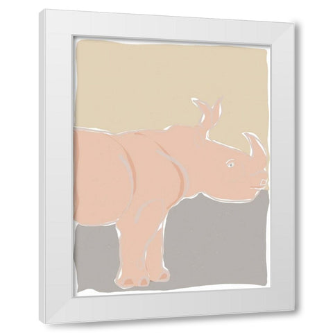 Pastel Zoo I White Modern Wood Framed Art Print by Delamater, Rob