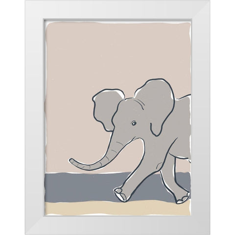 Pastel Zoo III White Modern Wood Framed Art Print by Delamater, Rob