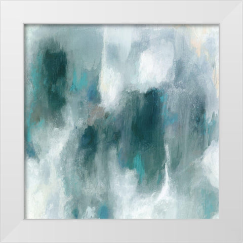 Teal Tempest I White Modern Wood Framed Art Print by Borges, Victoria