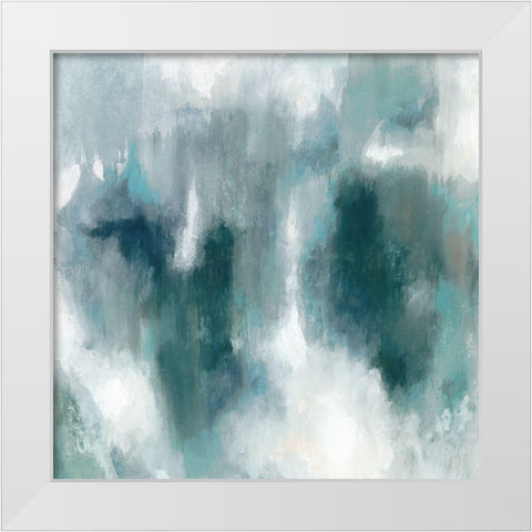Teal Tempest II White Modern Wood Framed Art Print by Borges, Victoria
