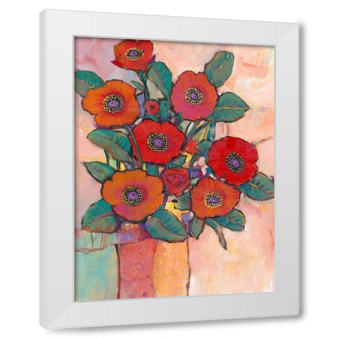 Poppies in a Vase I White Modern Wood Framed Art Print by OToole, Tim