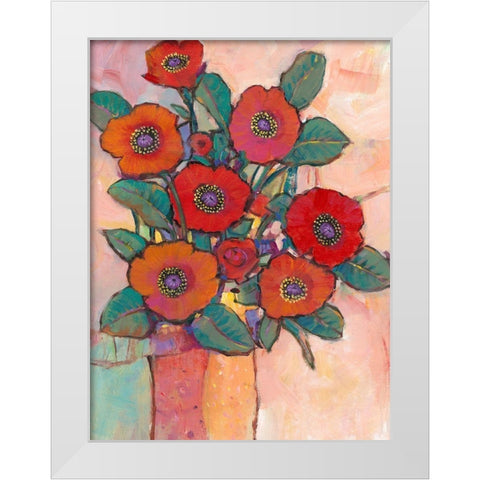 Poppies in a Vase I White Modern Wood Framed Art Print by OToole, Tim