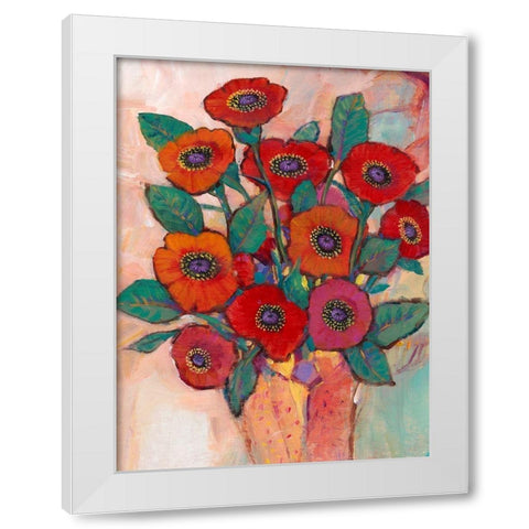 Poppies in a Vase II White Modern Wood Framed Art Print by OToole, Tim