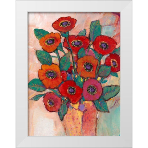 Poppies in a Vase II White Modern Wood Framed Art Print by OToole, Tim