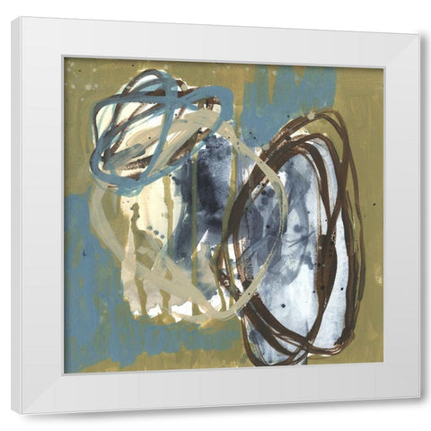 Umber and Blue Rounds I White Modern Wood Framed Art Print by Goldberger, Jennifer