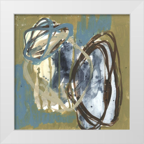 Umber and Blue Rounds I White Modern Wood Framed Art Print by Goldberger, Jennifer