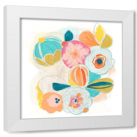 Floral Vibe I White Modern Wood Framed Art Print by Vess, June Erica