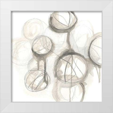 Neutral Lanterns III White Modern Wood Framed Art Print by Vess, June Erica