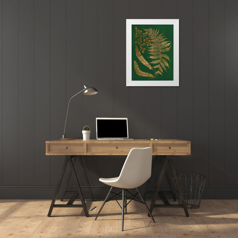 Gilded Ferns I White Modern Wood Framed Art Print by Vision Studio