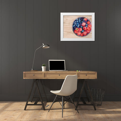 Bowls of Fruit III White Modern Wood Framed Art Print by Ludwig, Alicia