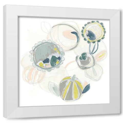 Floral Scumble IV White Modern Wood Framed Art Print by Vess, June Erica