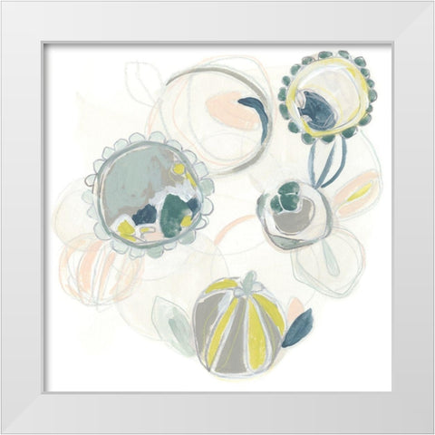 Floral Scumble IV White Modern Wood Framed Art Print by Vess, June Erica