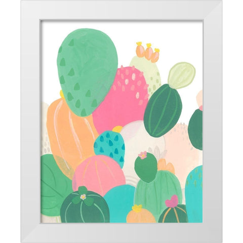 Cactus Confetti I White Modern Wood Framed Art Print by Vess, June Erica