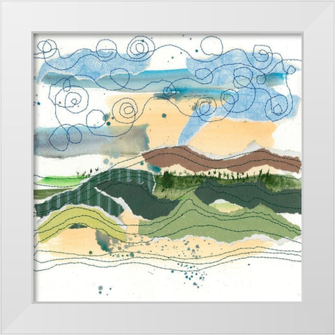Stitched Landscape III White Modern Wood Framed Art Print by Moore, Regina