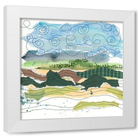 Stitched Landscape IV White Modern Wood Framed Art Print by Moore, Regina