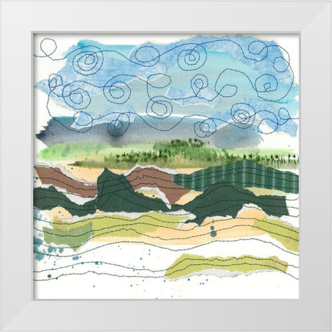 Stitched Landscape IV White Modern Wood Framed Art Print by Moore, Regina