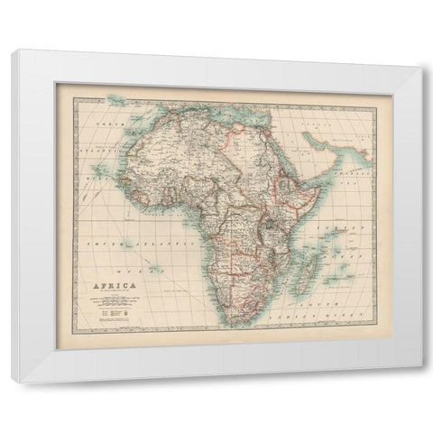 Johnstons Map of Africa White Modern Wood Framed Art Print by Johnston