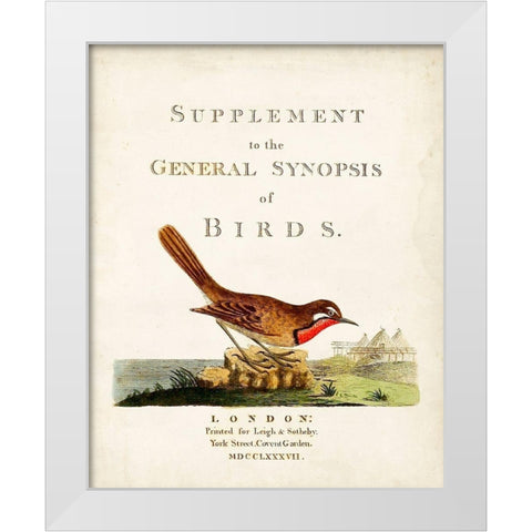 General Synopsis of Birds White Modern Wood Framed Art Print by Latham, John
