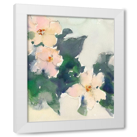 Peach Blooms I White Modern Wood Framed Art Print by Dixon, Samuel