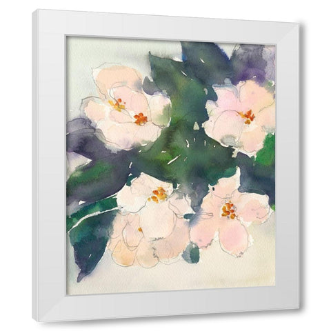 Peach Blooms II White Modern Wood Framed Art Print by Dixon, Samuel