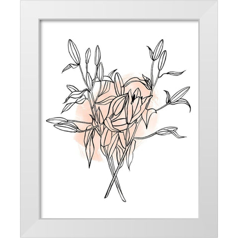 Lilies on Pink I White Modern Wood Framed Art Print by Scarvey, Emma