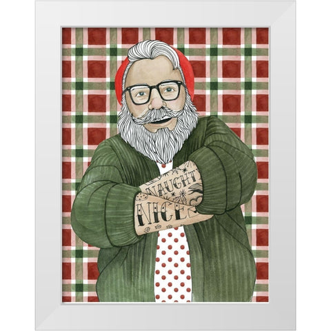 Hipster Santa II White Modern Wood Framed Art Print by Popp, Grace