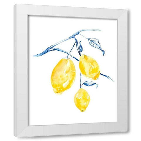 Watercolor Lemons I White Modern Wood Framed Art Print by Goldberger, Jennifer