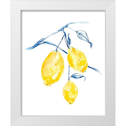 Watercolor Lemons I White Modern Wood Framed Art Print by Goldberger, Jennifer