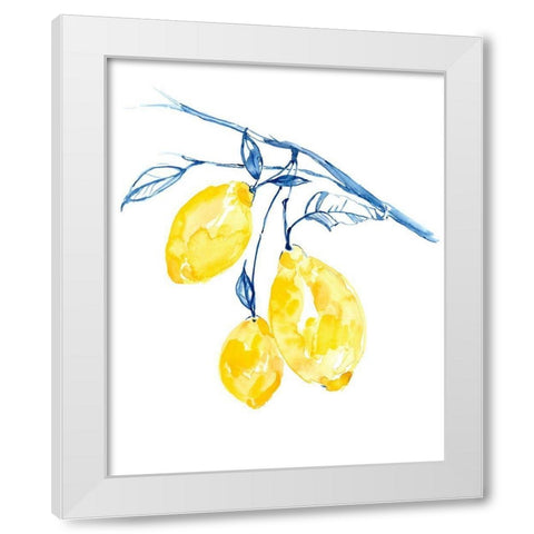 Watercolor Lemons II White Modern Wood Framed Art Print by Goldberger, Jennifer