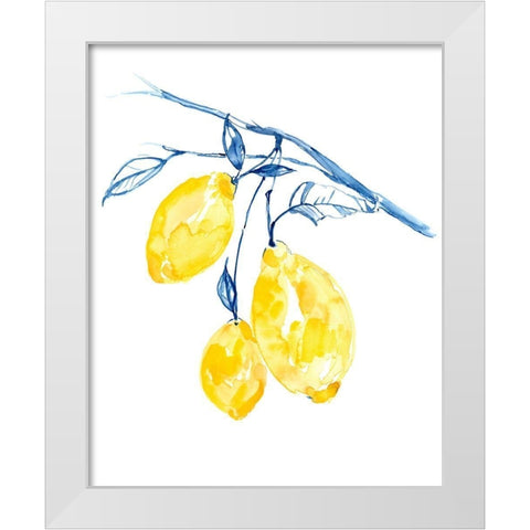 Watercolor Lemons II White Modern Wood Framed Art Print by Goldberger, Jennifer