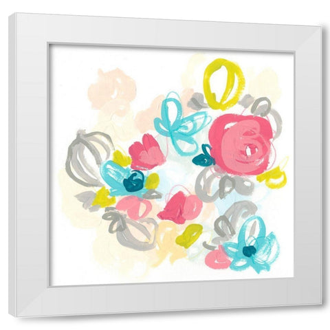 Floral Scatter II White Modern Wood Framed Art Print by Vess, June Erica