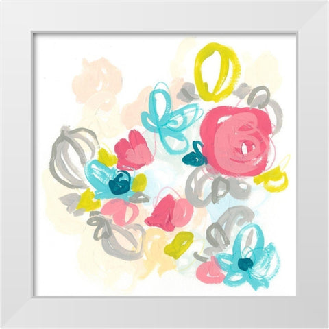 Floral Scatter II White Modern Wood Framed Art Print by Vess, June Erica