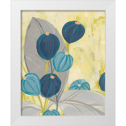 Navy and Citron Floral II White Modern Wood Framed Art Print by Vess, June Erica