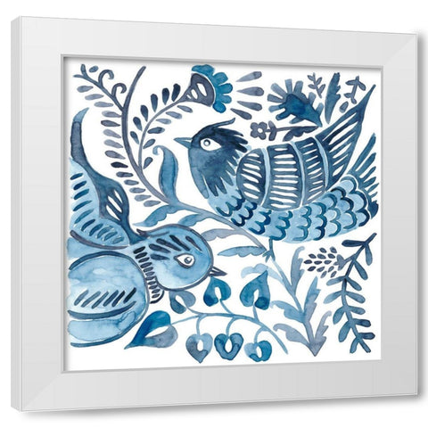 Indigo Ornament III White Modern Wood Framed Art Print by Zarris, Chariklia