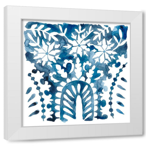 Indigo Ornament VIII White Modern Wood Framed Art Print by Zarris, Chariklia