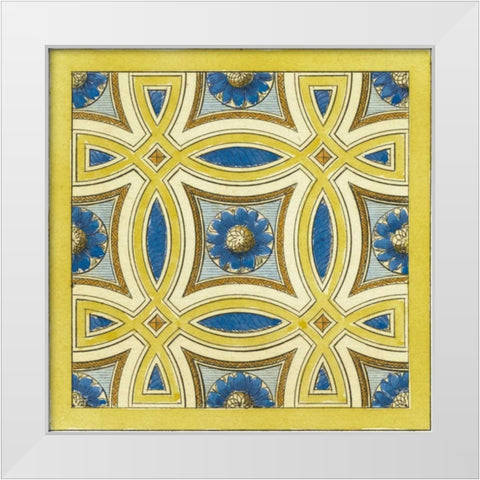 Florentine Tile I White Modern Wood Framed Art Print by Vision Studio