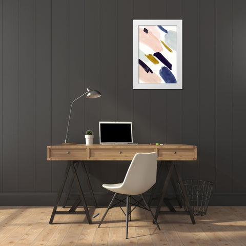 Brushmarks I White Modern Wood Framed Art Print by Borges, Victoria