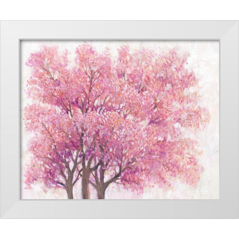 Pink Cherry Blossom Tree I White Modern Wood Framed Art Print by OToole, Tim