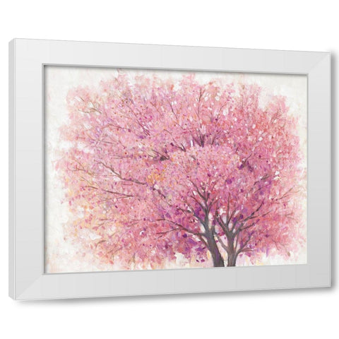 Pink Cherry Blossom Tree II White Modern Wood Framed Art Print by OToole, Tim