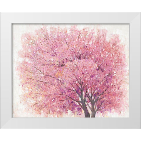 Pink Cherry Blossom Tree II White Modern Wood Framed Art Print by OToole, Tim
