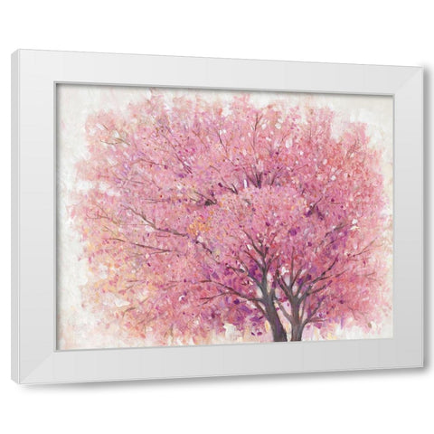 Pink Cherry Blossom Tree II White Modern Wood Framed Art Print by OToole, Tim