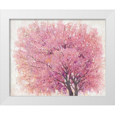 Pink Cherry Blossom Tree II White Modern Wood Framed Art Print by OToole, Tim