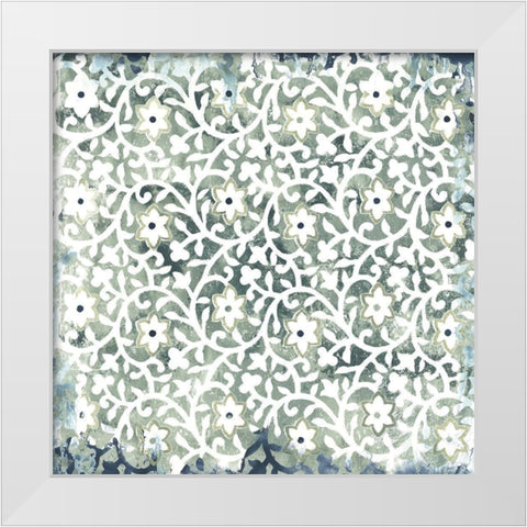 Flower Stone Tile III White Modern Wood Framed Art Print by Vess, June Erica