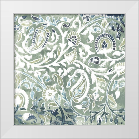 Flower Stone Tile V White Modern Wood Framed Art Print by Vess, June Erica
