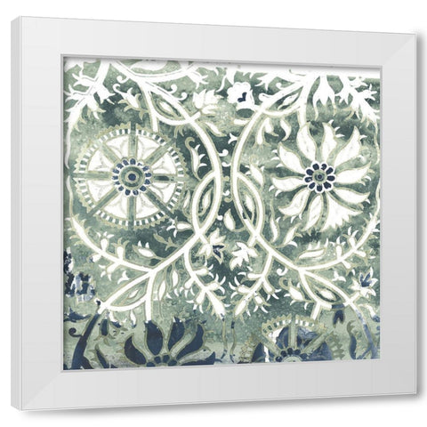 Flower Stone Tile VII White Modern Wood Framed Art Print by Vess, June Erica