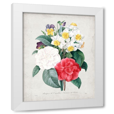 Redoute Bouquet III White Modern Wood Framed Art Print by Redoute, Pierre