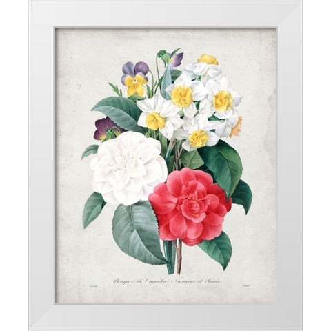 Redoute Bouquet III White Modern Wood Framed Art Print by Redoute, Pierre