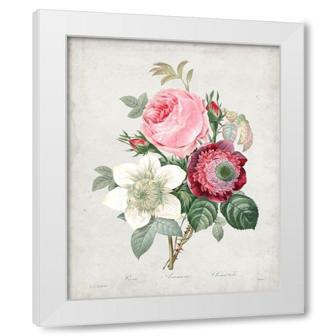 Redoute Bouquet IV White Modern Wood Framed Art Print by Redoute, Pierre